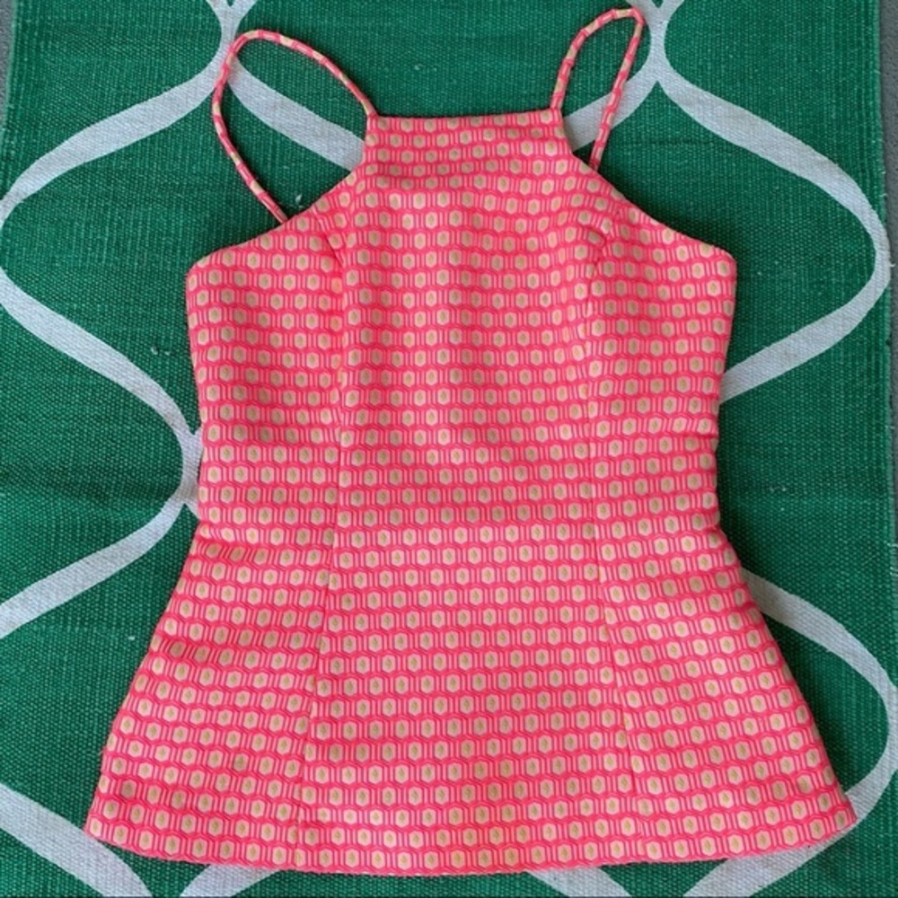 Lilly Pulitzer Pink and Yellow Dot Costello Halter Top XXS Excellent Condition
